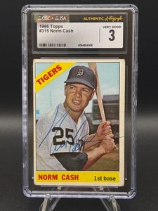 NORM CASH 1966 firmato Topps #315 Tigers CGC/JSA 3 VG autografo autentico - Foto 1 di 3