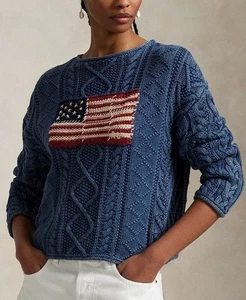 Polo Ralph Lauren Damen Iconic Indigo Flag & Stars Pullover - L - Bild 1 von 4