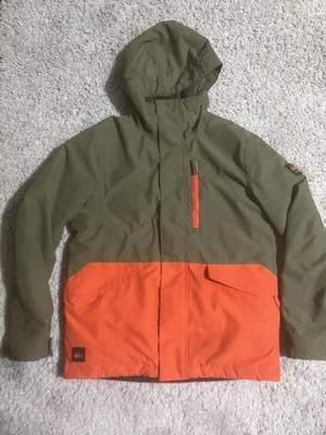 Quiksilver Youth Mission Solid Color Block Jacket Green / Orange Size 14 Large - Image 1 of 4