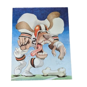 Vintage Cleveland Browns Dawg Pound Maskottchen Poster Originalkunst signiert vom Künstler - Bild 1 von 10