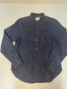 J. Camicia Crew donna slim fit Baird McNutt lino irlandese blu navy taglia small - Foto 1 di 9