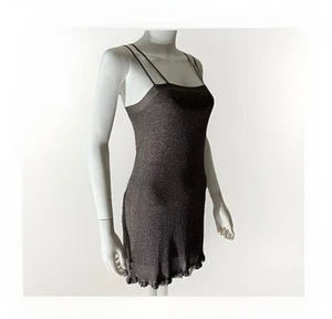 IISLI New York Silver Gray Viscose Blend Spaghetti Strap Flapper Slip Dress - Picture 1 of 6