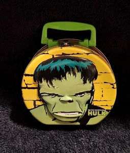 Vintage 1998 Green Tin Tote Lunchbox Marvel Incredible Hulk 3D - Picture 1 of 23