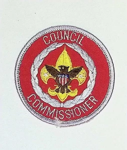 BSA Council Commissioner Position Patch Red Embroidered Merrowed Edge - Picture 1 of 3