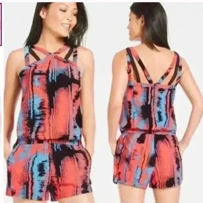 Fabletics Liza Romper heat wave multicolor lightweight straps P2P 20“ Silk Touch - Image 1 of 4