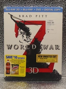 World War Z 3D PG-13 Unrated Cut DVD Slipcover 3-Disc Blu-ray New Factory Sealed - Picture 1 of 12