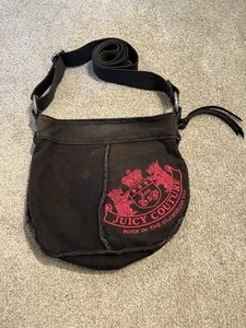 2010 Era Juicy Couture schwarz Erbin Stoff Crossbody Handtasche Schulter Anhänger Logo - Bild 1 von 16