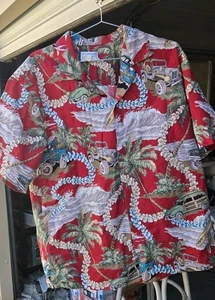 Vintage KY’S  International Hawaiian Shirt Made in Hawaii Red  Size Xl Jeeps - Picture 1 of 10