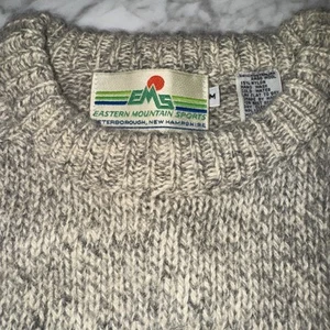 VINTAGE Eastern Mountain Sports Wool Blend Sweater outdoor fisherman Gray Sz Med - Picture 1 of 8
