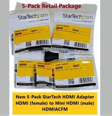 5-Pack New StarTech HDMI (f) to Mini HDMI (m) Adapter Converter F to M Retail - Image 1 of 3