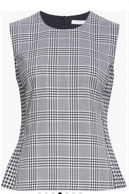 Top Hugo Boss Talla 6 Imaia Negro Mezcla Cuadros Elastizado Mezcla Algodón Sin Mangas Foto 1 de 4