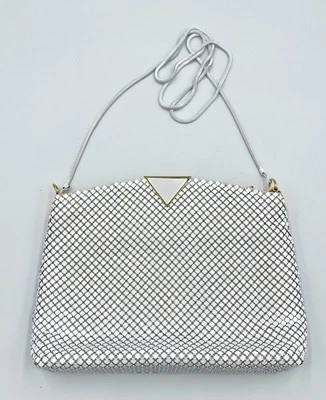 Vintage Purse Whiting & Davis White Metal Mesh Chain Cross Body Evening Formal - Image 1 of 4