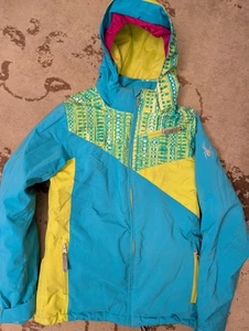 SPYDER blue Yellow Pink Girls Jacket 16 Warm Snowboard Skiing Insulated Winter - Picture 1 of 10