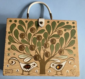 Vintage Enid Collins of Texas 1965 Wood Box Purse Money Tree 1 Woolf Brothers - Picture 1 of 15