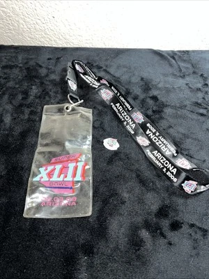 2008 Super Bowl XLII 42 Lanyard Ticket Holder Patriots Giants Pin Brady Manning - Image 1 of 4