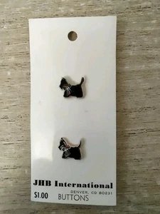 Vintage JHB NOS Buttons Scottie Dog 92964 Scottish Terrier Black Bow Button 1983 - Picture 1 of 3