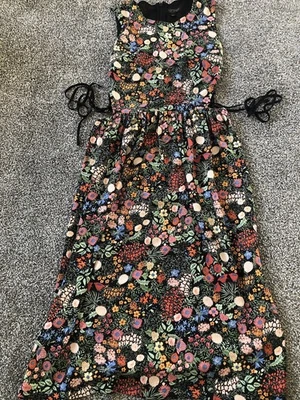 Vestido Topshop Floral Corsé Con Cordones Laterales Talla 4 Superposición Forrado Negro D Foto 1 de 4