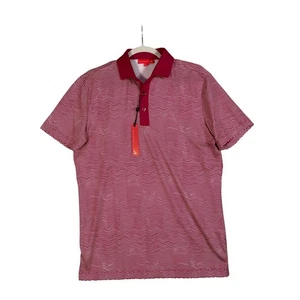 Redvanly Isola Polo Mens Size S Sangria Red Chevron Short Sleeve Golf Shirt - Picture 1 of 6