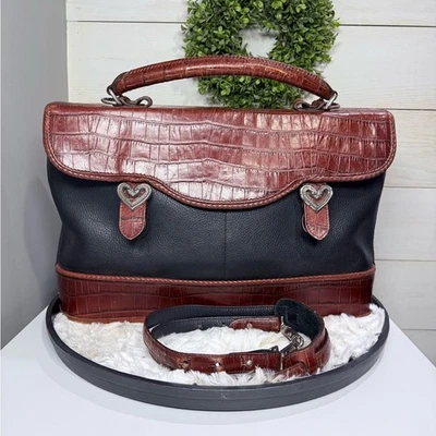 Портфель Brighton Caroline двухцветный из крокодиловой кожи с тиснением - Изображение 1 из 4