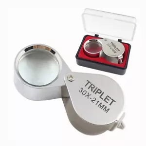 Loupe loupe bijoutier pliable 30x 21mm avec boîte de rangement - Picture 1 of 5