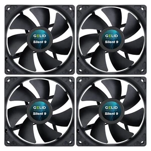 4 x Pack Gelid Solutions Silent 9 Black 92mm Case Fans 1500 RPM 31.3 CFM 3-Pin - Picture 1 of 5