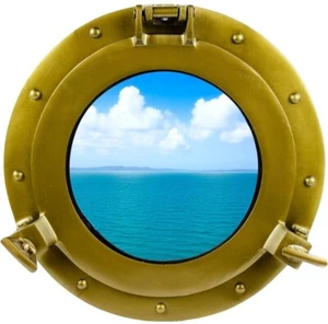 Nautical Antique Brass Porthole 12 inch Ship Boat Window & Wall Porthole Decor - Picture 1 of 5