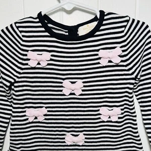 Maglione Kate Spade 18 mesi bianco e nero a righe con fiocchi rosa - Foto 1 di 5