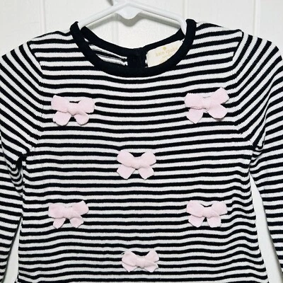 Kate Spade 18 Month Black and White Striped  Sweater with Pink Bows - Image 1 of 4