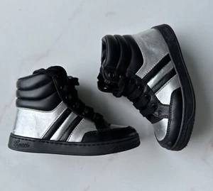 Gucci Kids Black & Silver Metallic Hightop sneakers 7 / 23 Designer Shoes Deals - Picture 1 of 10