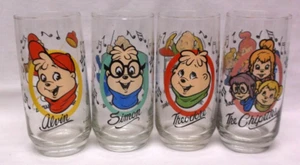 Alvin Simon Theodore The Chipettes 4 Glass Set 1985 - Picture 1 of 2
