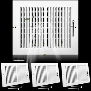 4 Pack Air Vent Cover Grille 10"x8" Steel Adjustable Damper for Ceiling Wall - Picture 1 of 6