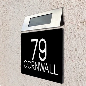 Personalised Solar House Sign | LED Light-Up Address Plaque | Wall Decor Sign - Picture 1 of 5