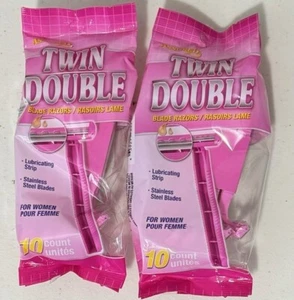 SET OF 2 Assured Woman Twin Double Blade Disposable Razor 10 Count Pack Total 20 - Picture 1 of 1