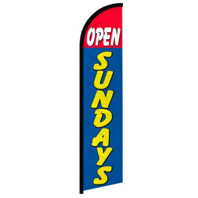 Open Sundays Windless Advertising Swooper Flag Open Welcome Sign - Image 1 of 2