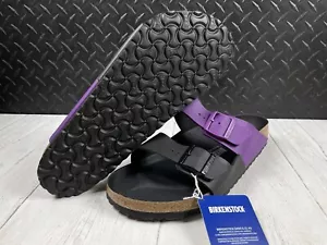 Birkenstock Arizona Split Leather Sandals Slides Bright Violet/Black SZ 44 Mens - Picture 1 of 13