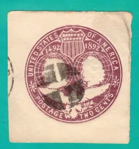 U.S.A. 1893 RECORTE ENTERO POSTAL USADO IV Cº DESCUBRIMIENTO DE AMÉRICA 2c. - Imagen 1 de 1