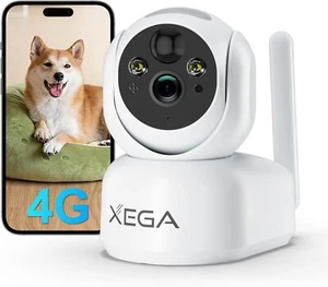 Xega 4G Cámara de Vigilancia con Tarjeta SIM Interior, 360 Grados Interior Cámara para Perros - Imagen 1 de 7