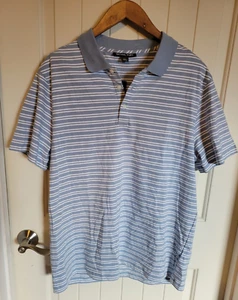 Michael Kors Men’s Polo Shirt – Size L – Light Blue with White Stripes - Picture 1 of 11