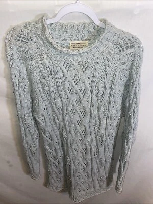Yarnwork Knitwork Womens Sweater Dress Size Medium Gray Faux Pearls Cable Knit - Image 1 of 4