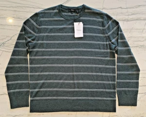 Theory Men's XL Riland Pullover Sweater In Merino Wool - Barbour/Mid Grey Harman - Picture 1 of 13