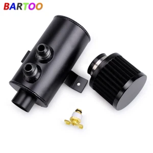 Black Aluminum 10AN Oil Catch Can Reservoir Tank +Breather Filter Baffled Kit - Picture 1 of 10