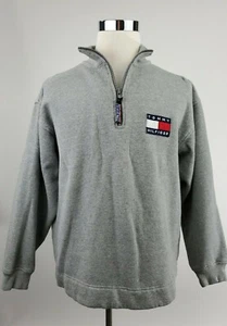 Giacca pullover vintage Tommy Hilfiger anni '90 TOMMY JEANS con cerniera 1/4 adulto taglia small - Foto 1 di 9