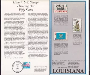1990 State anniversary panel LOUISIANA with stamps and BATON ROUGE cancel 10X9 - Picture 1 of 1
