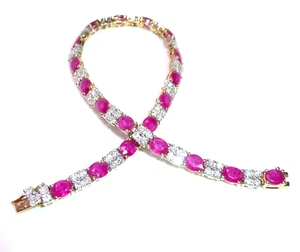 Armband 750 Gelbgold 1.85 ct Diamanten 6.40 ct Rubine 18,5 cm 11,62gr - Picture 1 of 13
