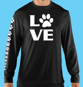 Schwarzes langärmeliges lustiges T-Shirt, LIEBE DOGS. Hundeschutz 100 % Baumwolle, Unisex - Bild 1 von 3