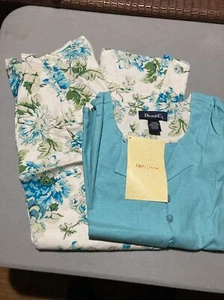 Camisa y pantalón para mujer Denim & Co azul informal talla grande 55 % lino - Imagen 1 de 6