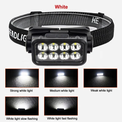 HELLO-MOTORCYCLE USB Rechargeable Headlight Torch Work Light Bar Head Band Lamp COB LED Headlamp