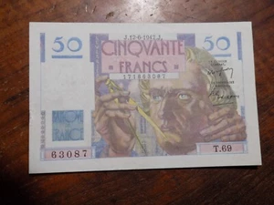 1947 France - 50 Francs - Pick # 127G - XF/AU Condition - Picture 1 of 2