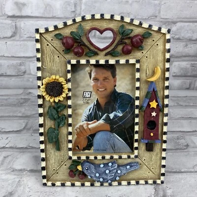 Marco de fotos Figi Birdhouse girasol 3,5"x5" escritorio de pie Country Chic 3D Foto 1 de 2
