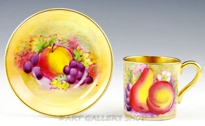 Vintage Paragon England HANDPAINTED ORCHARD FRUIT GOLD DEMITASSE CUP AND SAUCER - Picture 1 of 8